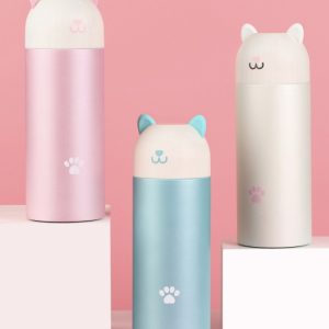 Stainless steel smart cat creative thermos mug Portable cute girl student personality digital display children thermos mug